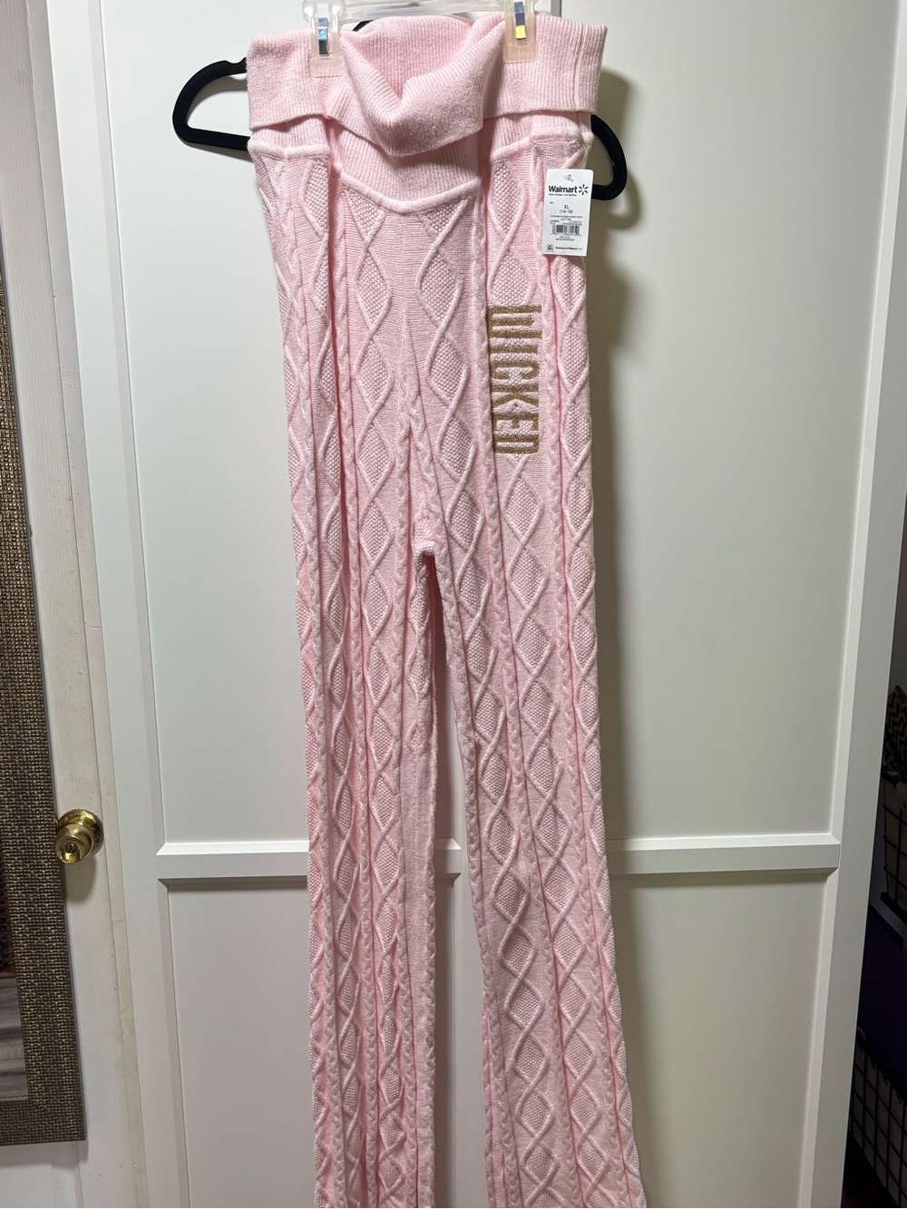 WICKED Pink Cable Knit Wide Leg Pants